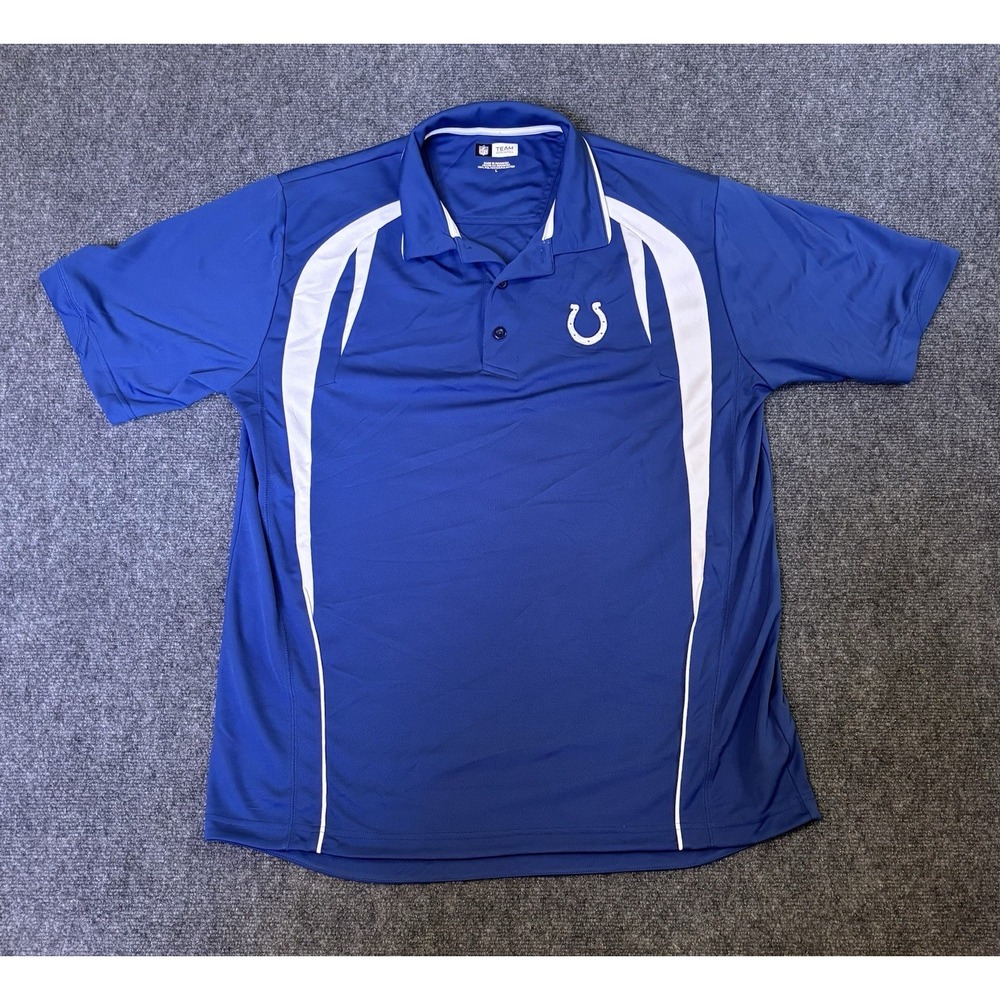 NFL‎ Team Apparel Mens L Polo Shirt Blue Indianapolis Colts Embroidered Logo